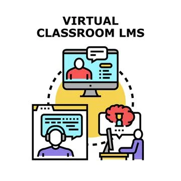 Virtual classroom learning management system concept Stock Illustration