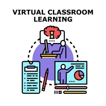 Virtual classroom learning online education training concept Stockillustratie