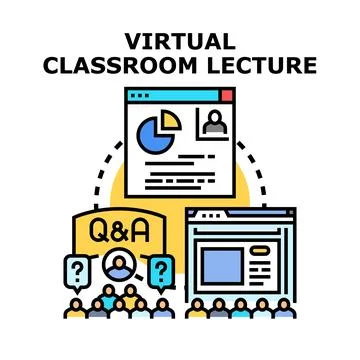 Virtual classroom lecture online education concept illustration Illustrazione stock