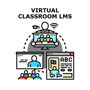 Virtual classroom lms platform facilitating online education Stock Illustration