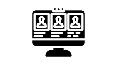 Virtual classroom online learning platform glyph icon animation Stock Footage 326731111