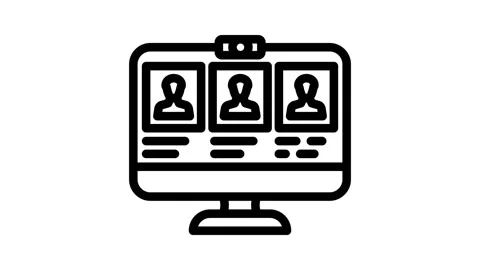 Virtual classroom online learning platform line icon animation Stock Footage 326749012