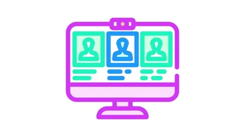 Virtual classroom online learning platform color icon animation Stock Footage 327257309