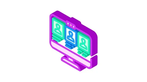 Virtual classroom online learning platform isometric icon animation Stock Footage 327276872