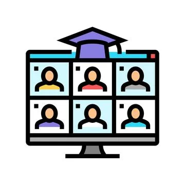Virtual classroom online learning platform color icon vector illustration Stock Illustration