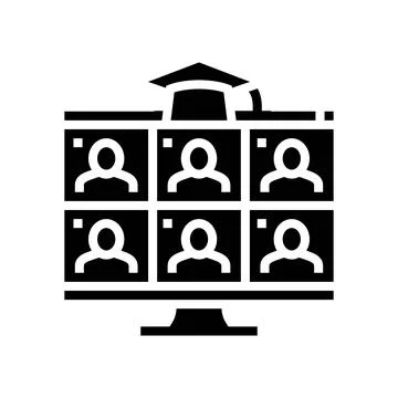 Virtual classroom online learning platform glyph icon vector illustration Stock Illustration