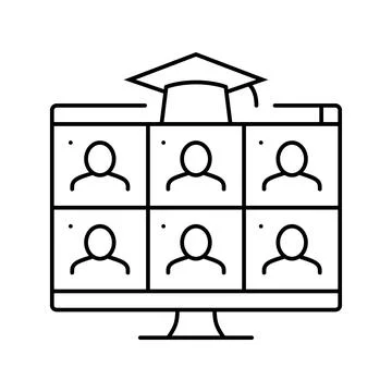 Virtual classroom online learning platform line icon vector illustration Stock Illustration