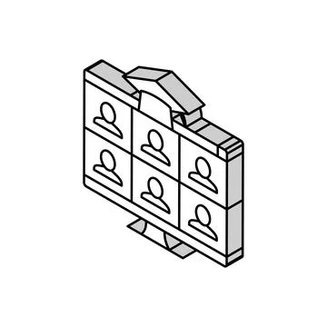 Virtual classroom online learning platform isometric icon vector illustration Stock Illustration