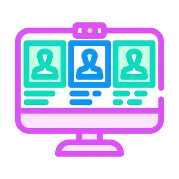 Virtual classroom online learning platform color icon vector illustration Stock Illustration