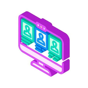 Virtual classroom online learning platform isometric icon vector illustration Stock Illustration