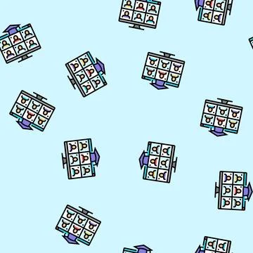 Virtual classroom online learning platform vector seamless pattern Stock Illustration