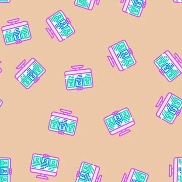 Virtual classroom online learning platform vector seamless pattern Stock Illustration