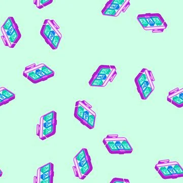 Virtual classroom online learning platform isometric icon seamless pattern Stock Illustration