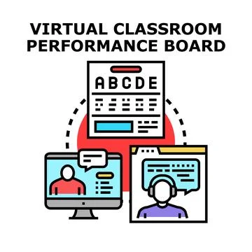 Virtual classroom performance board connecting e learning platforms Stock Illustration