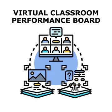 Virtual classroom performance board displaying online education analytics Stock Illustration