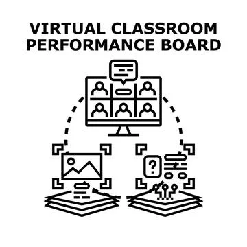 Virtual classroom performance board displaying online education analytics Stock Illustration