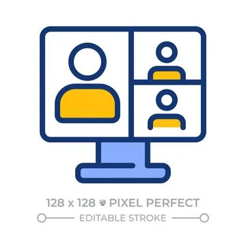 Virtual classroom pixel perfect line color icon Stock Illustration
