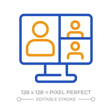 Virtual classroom pixel perfect two color line icon Ilustración de archivo