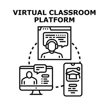 Virtual classroom platform for digital education and learning Stock Illustration