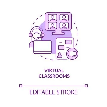 Virtual classroom purple concept icon Stockillustratie