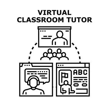Virtual classroom tutor teaching online education concept Stock Illustration