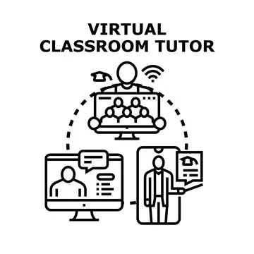 Virtual classroom tutor teaching online education concept Stock Illustration