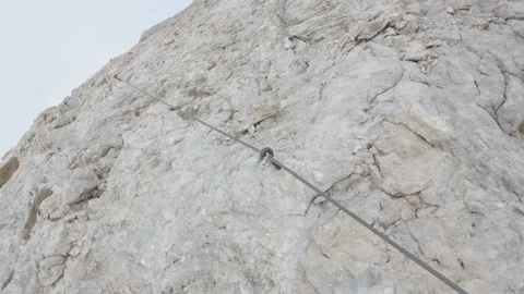 Virtual climb/hike to the summit of cloudy triglav mountain via ferrata pov Stock Footage 161903756