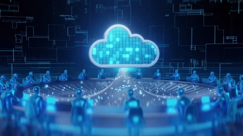 Virtual Cloud Computing Team Collaboration Stock Footage 310742576
