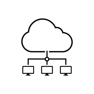 Virtual cloud icon design. Hosting concept. Outline style. Vector. Illustrazione stock