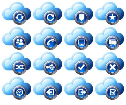 Virtual cloud icons Set 2 Blue 스톡 일러스트