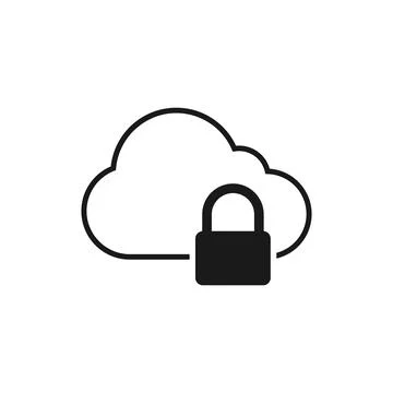 Virtual cloud security icon design. Outline style. Vector. Stock Illustration