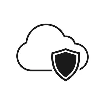 Virtual cloud security icon design. Hosting concept. Outline style. Vector. 스톡 일러스트