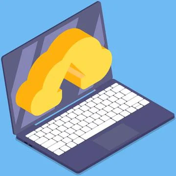 Virtual cloud storage, service for saving information and personal data Illustrazione stock