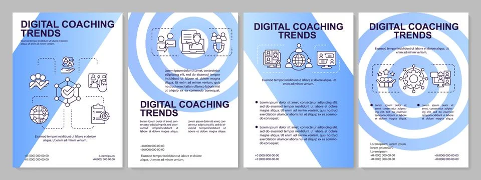 Virtual coaching effectiveness blue gradient brochure template Stock Illustration