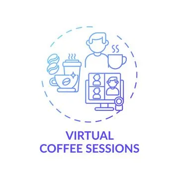 Virtual coffee sessions concept icon Stock Illustration