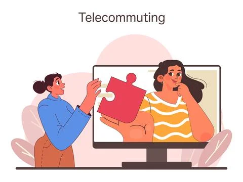 Virtual collaboration concept. Flat vector illustration Stock Illustration