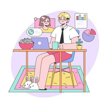 Virtual collaboration concept. Flat vector illustration Stock Illustration