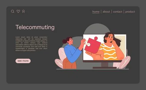 Virtual collaboration concept. Flat vector illustration Stock Illustration