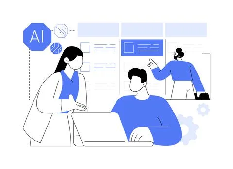 Virtual Collaboration Rooms with Smart Tools abstract concept vector Stock Illustration
