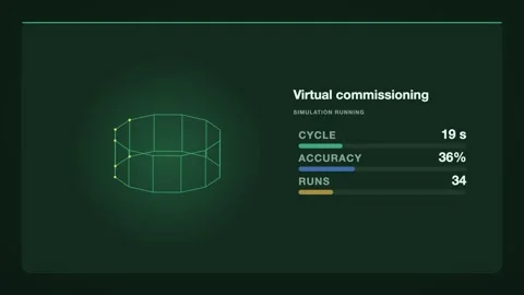 Virtual Commissioning digital twin animation, Industry 4.0 Stock Footage 346245619