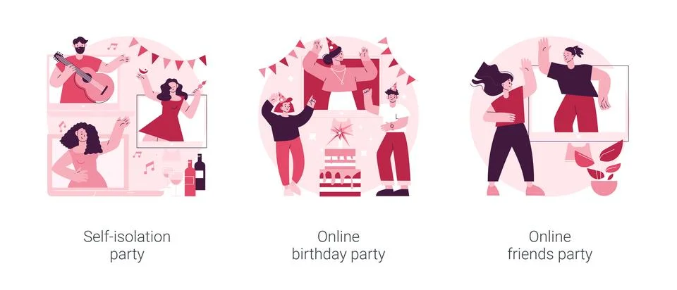 Virtual communication abstract concept vector illustrations. Stock Illustration