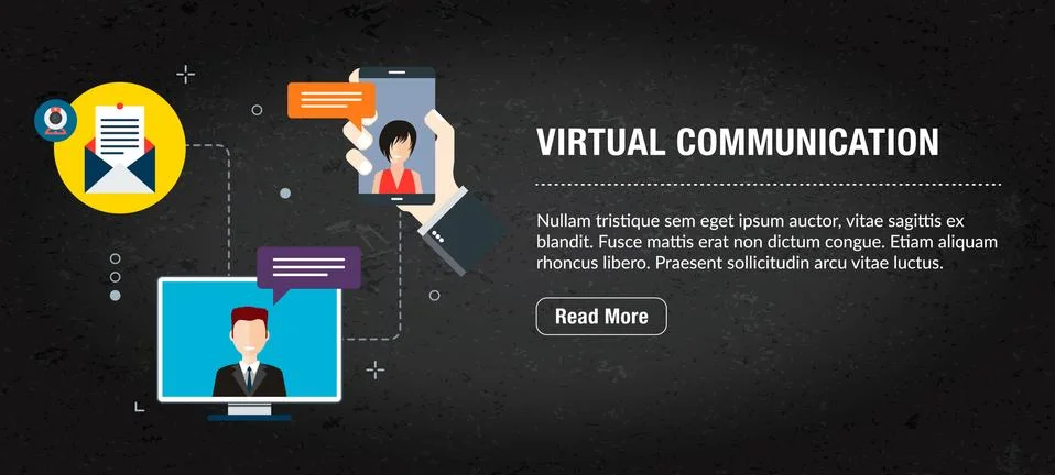 Virtual communication concept banner for internet. Stock Illustration