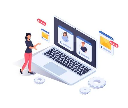 Virtual communication interface concept. Vector illustration Illustrazione stock