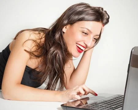 Virtual communication makes me happy! Stock Photos