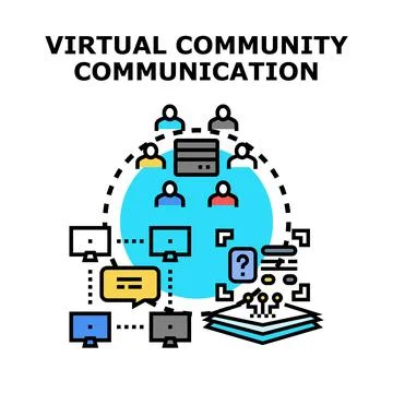 Virtual community concept communication network illustration Stock Illustration