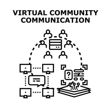 Virtual community concept communication network illustration Stock Illustration