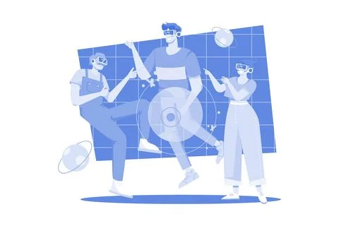 Virtual Community Illustration concept on white background Stock Illustration