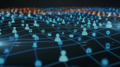 Virtual community media networks sharing information and data Stock Footage 315486288