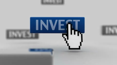 Virtual computer cursor clicks a "INVEST" button Stock Footage 42676512