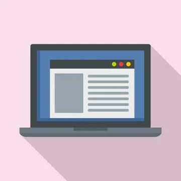 Virtual computer learning icon, flat style Stock Illustration